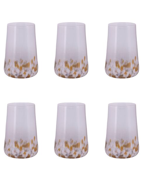 Lot de 6 verres à eau Lilia Gold blanc transparents - 590 ml
