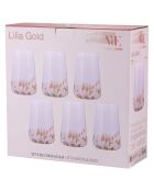 Lot de 6 verres à eau Lilia Gold blanc transparents - 590 ml