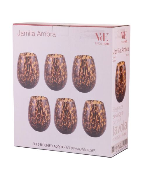 Lot de 6 verres à eau Jamila ambre - 560 ml