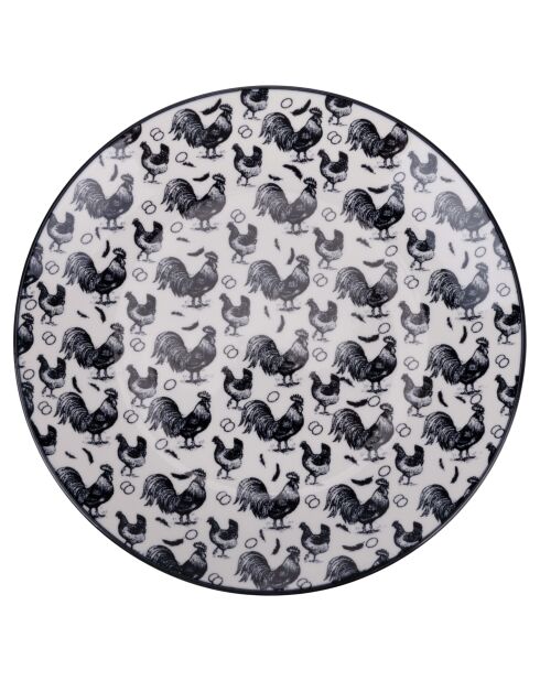 Lot de 6 services à dessert Farm 3 motifs assortis noir/blanc - 2,4x19 cm