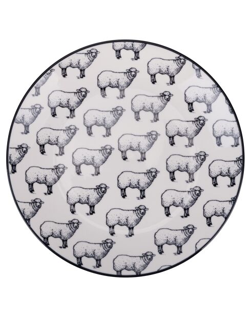 Lot de 6 services à dessert Farm 3 motifs assortis noir/blanc - 2,4x19 cm