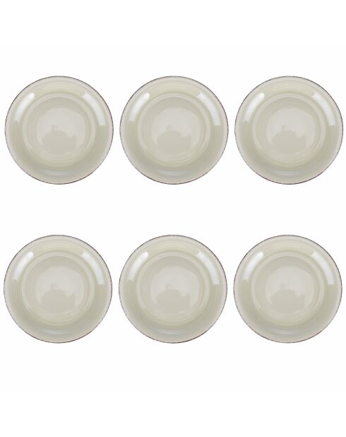 Lot de 6 assiettes plate 5 Toni vert sauge - 2,5x27 cm
