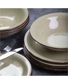 Lot de 6 assiettes plate 5 Toni vert sauge - 2,5x27 cm
