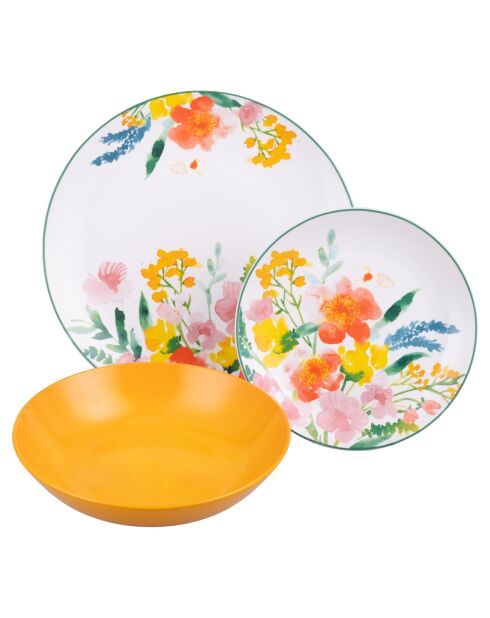 Service de table Flora multicolore - 18 pièces