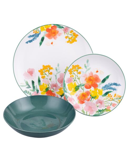 Service de table Flora multicolore - 18 pièces
