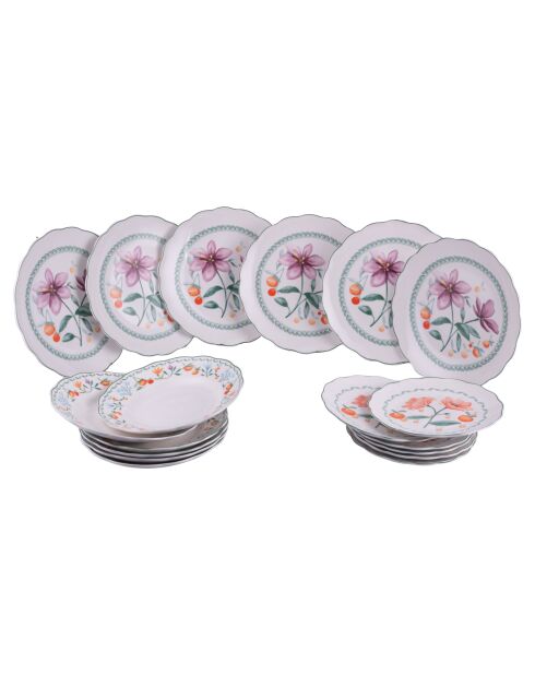 Service de table Cherry Flowers multicolore - 18 pièces