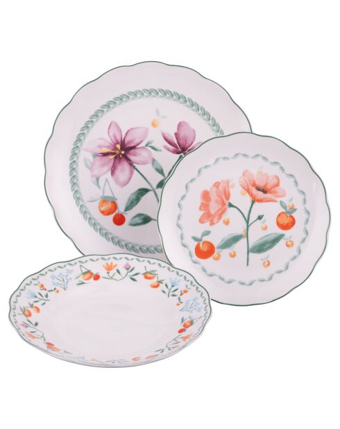 Service de table Cherry Flowers multicolore - 18 pièces