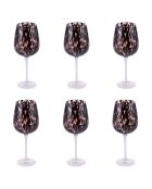 Lot de 6 gobelets Jamila transparents avec pied noir - 510 ml
