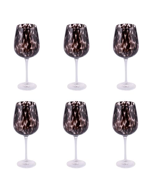Lot de 6 gobelets Jamila transparents avec pied noir - 510 ml