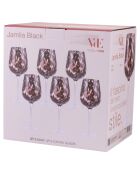 Lot de 6 gobelets Jamila transparents avec pied noir - 510 ml