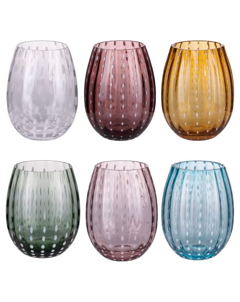 Lot de 6 verres à eau Shiraz multicolore - 525 ml