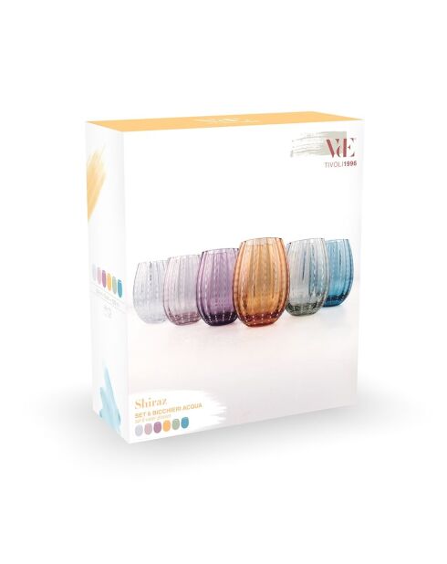 Lot de 6 verres à eau Shiraz multicolore - 525 ml