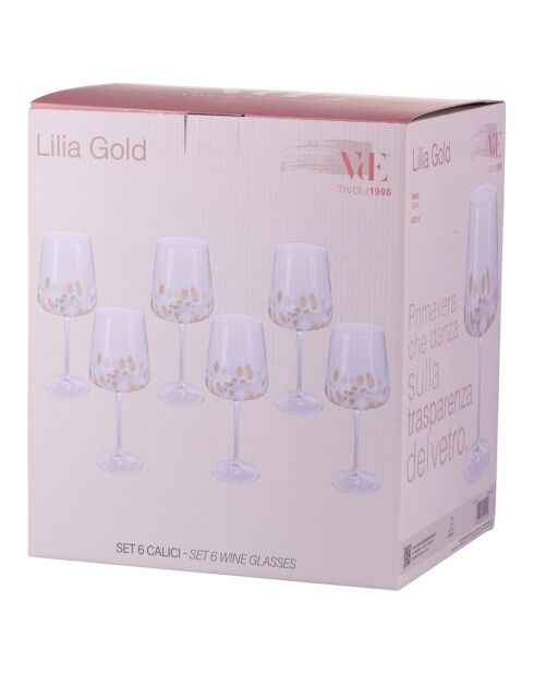 Set van 6 witte transparante rode wijnglazen Lilia - 630 ml