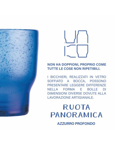 Lot de 6 verres à eau Unico Ruota Panoramica bleu - 325 ml