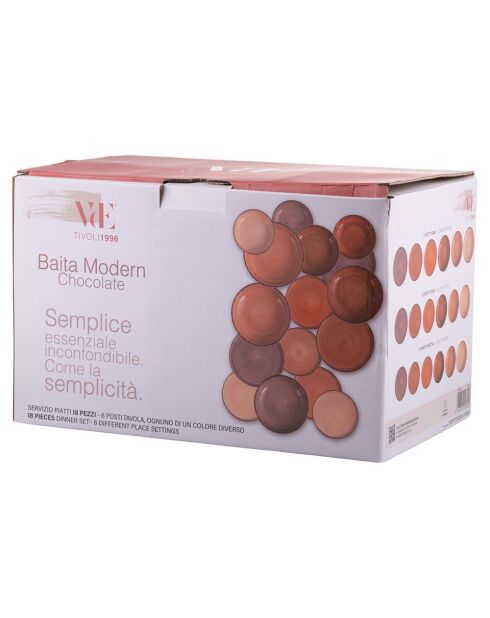 Service de table Baita Modern chocolat - 18 pièces