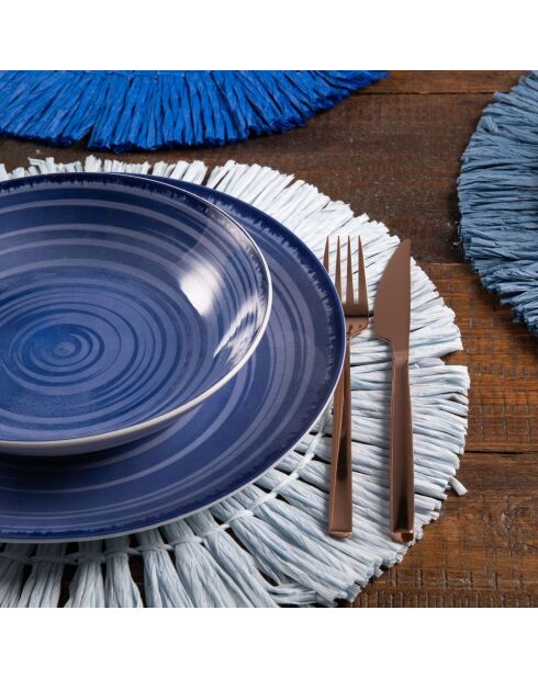 Lot de 6 assiettes à soupe Baita Acqua décor F bleu ciel - 4,5x20 cm