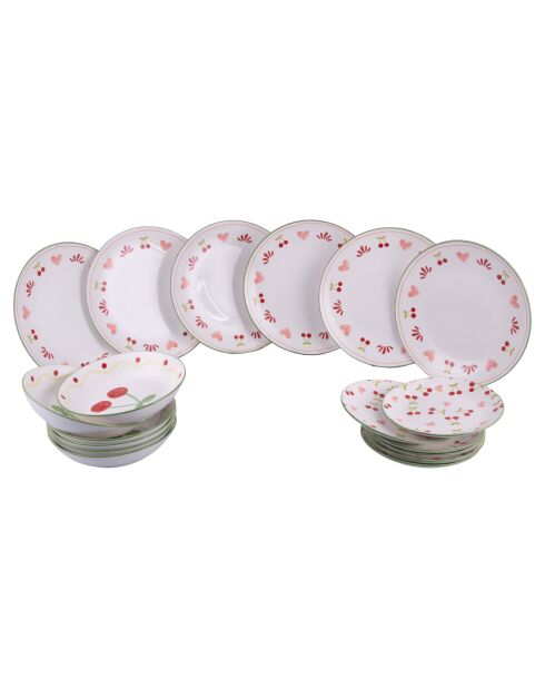 Service de table Cherry Heart multicolore - 18 pièces