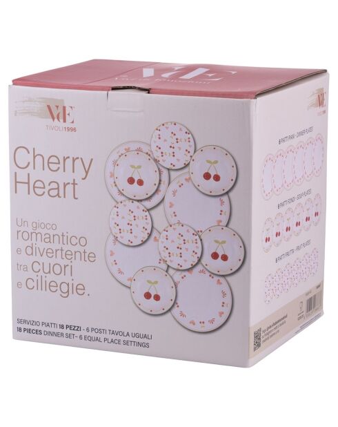 Service de table Cherry Heart multicolore - 18 pièces