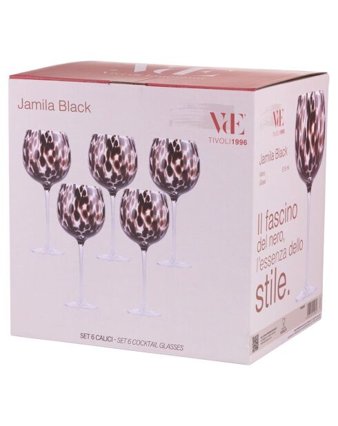Set de 6 copas de cóctel negras transparentes Jamila - 515 ml