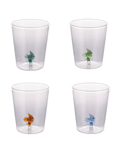 4 gobelets à eau Ocean Fish 3D assortis - 420 ml