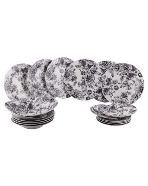 Service de table Madame Black noir/blanc - 18 pièces