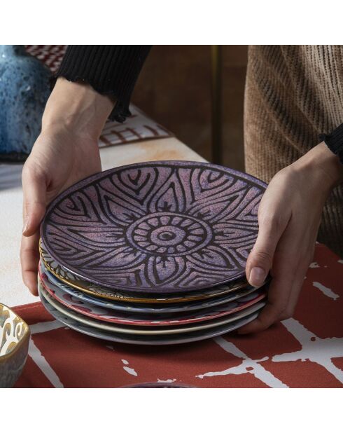 Lot de 4 assiettes Reactive 4 modèles assortis - D.22 cm