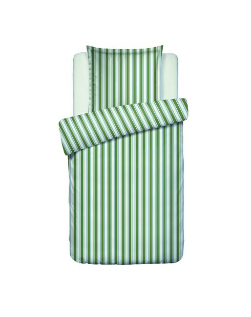 Housse de couette + taie d'oreiller en satin de coton Lorine vert/bleu - 140x200 cm + 63x63 cm