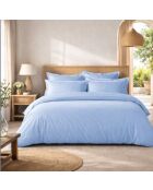 Housse de couette en percale de coton uni ciel