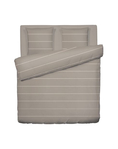 Housse de couette + 2 taies d'oreiller en satin de coton Camille taupe - 260x240 cm