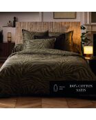 Housse de couette + taie d'oreiller 80x80 satin de coton Evasion zébrée vert foncé - 135x200 cm