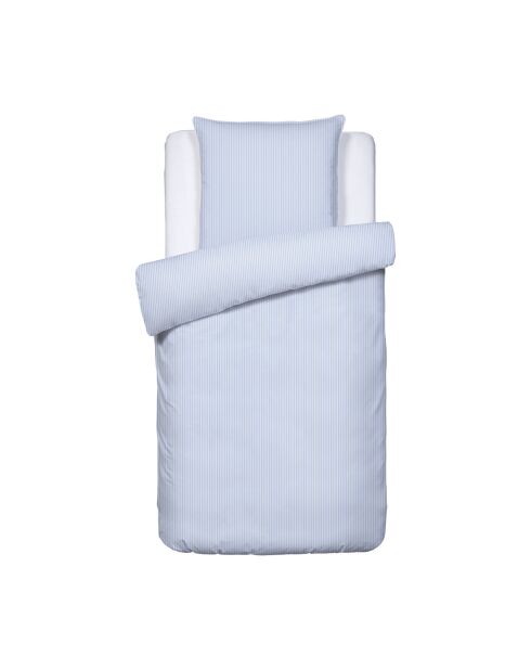 Housse de couette + taie d'oreiller en coton percale Nantes bleu clair - 140x200 cm