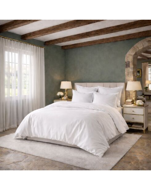 Housse de couette en percale de coton uni blanche
