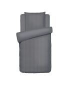 Funda nórdica y funda de almohada de satén de algodón tejido a rayas Dobby Jacquard en jacquard gris oscuro, 140 x 200 cm