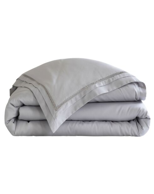 Housse de couette en satin brodé Dolly perle