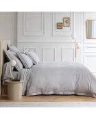Housse de couette en satin brodé Dolly perle
