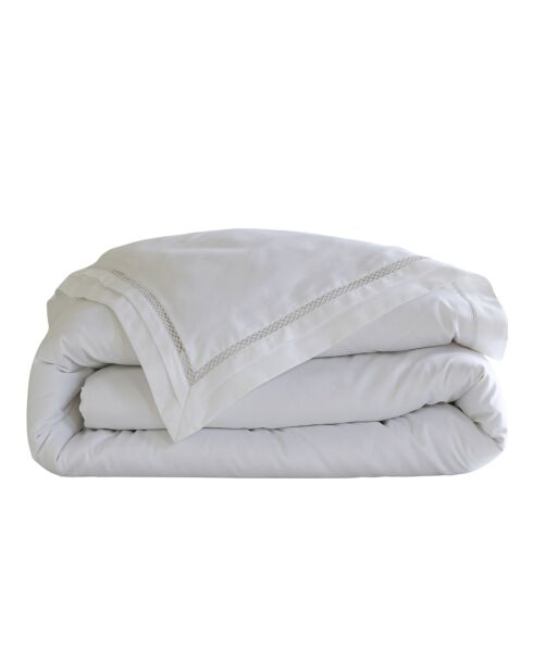 Housse de couette en satin brodé Dolly blanche