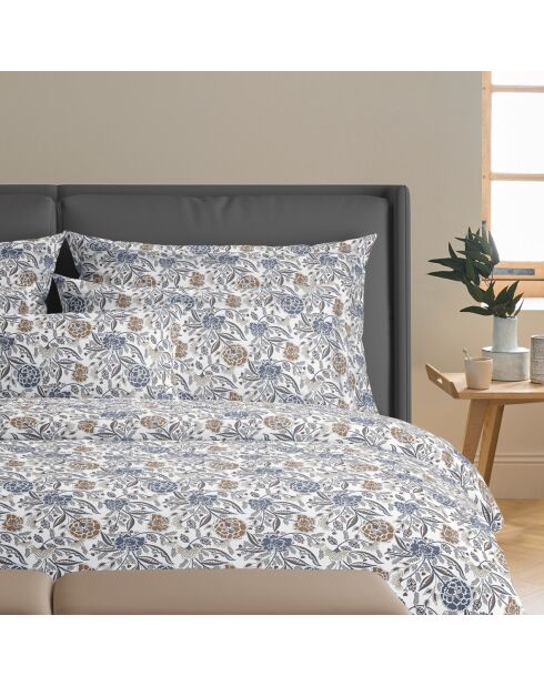 Housse de couette + taie d'oreiller en satin de coton Leela blanches - 140x200 cm