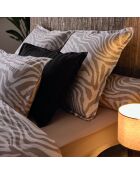 Housse de couette + 2 taies d'oreiller 63x63 satin de coton Evasion zébrée taupe