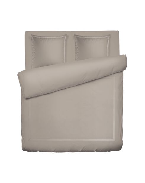 Housse de couette + 2 taies d'oreiller en satin de coton Nice taupe