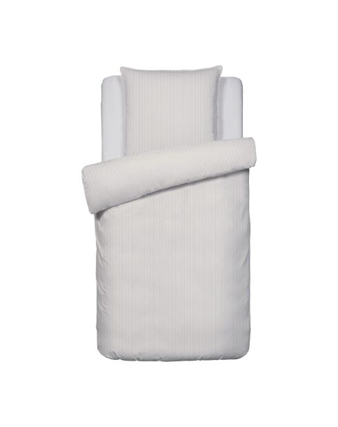 Housse de couette + taie d'oreiller en coton percale Nantes taupe - 140x200 cm