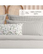Copripiumino + federa in cotone percalle Nantes taupe - 140x200 cm