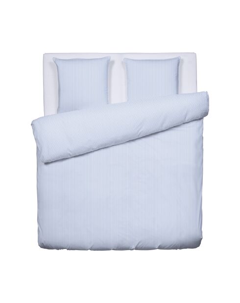 Housse de couette + 2 taies d'oreiller en coton percale Nantes bleu clair - 260x240 cm
