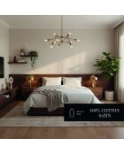 Housse de couette + 2 taies d'oreiller 80x80 satin de coton Lune impériale gris/blanc - 200x220 cm