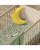 Bettbezug für Babys und Kissenbezug aus Baumwollsatin Parterre de Roses Vertes - 100x135 cm