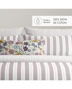 Funda nórdica y funda de almohada en satén de algodón Noémie old pink