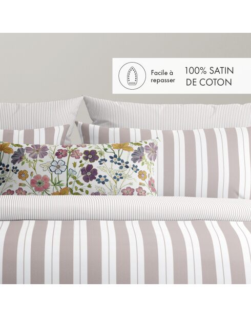 Housse de couette + taie d'oreiller en satin de coton Noémie vieux rose