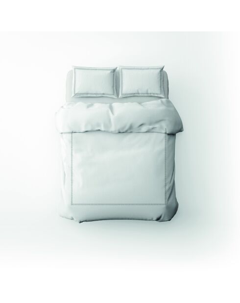 Housse de couette + taie d'oreiller 80x80 satin de coton Lune impériale gris/blanc - 135x200 cm