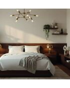 Housse de couette + taie d'oreiller 80x80 satin de coton Lune impériale gris/blanc - 135x200 cm