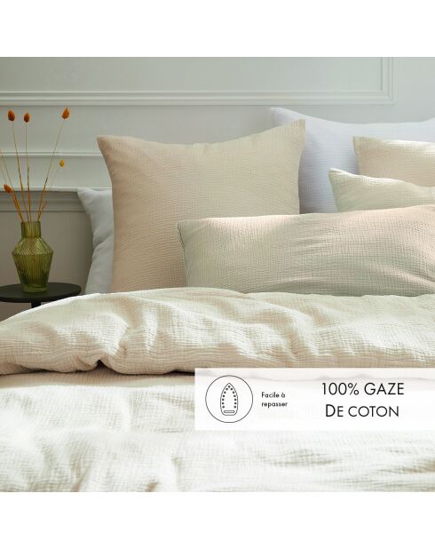 Bettbezug für Babys + Kissenbezug Baumwollgaze Uni taupe 07 - 100x135 cm