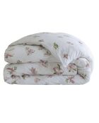 Housse de couette motif floral blanche à fleurs rose